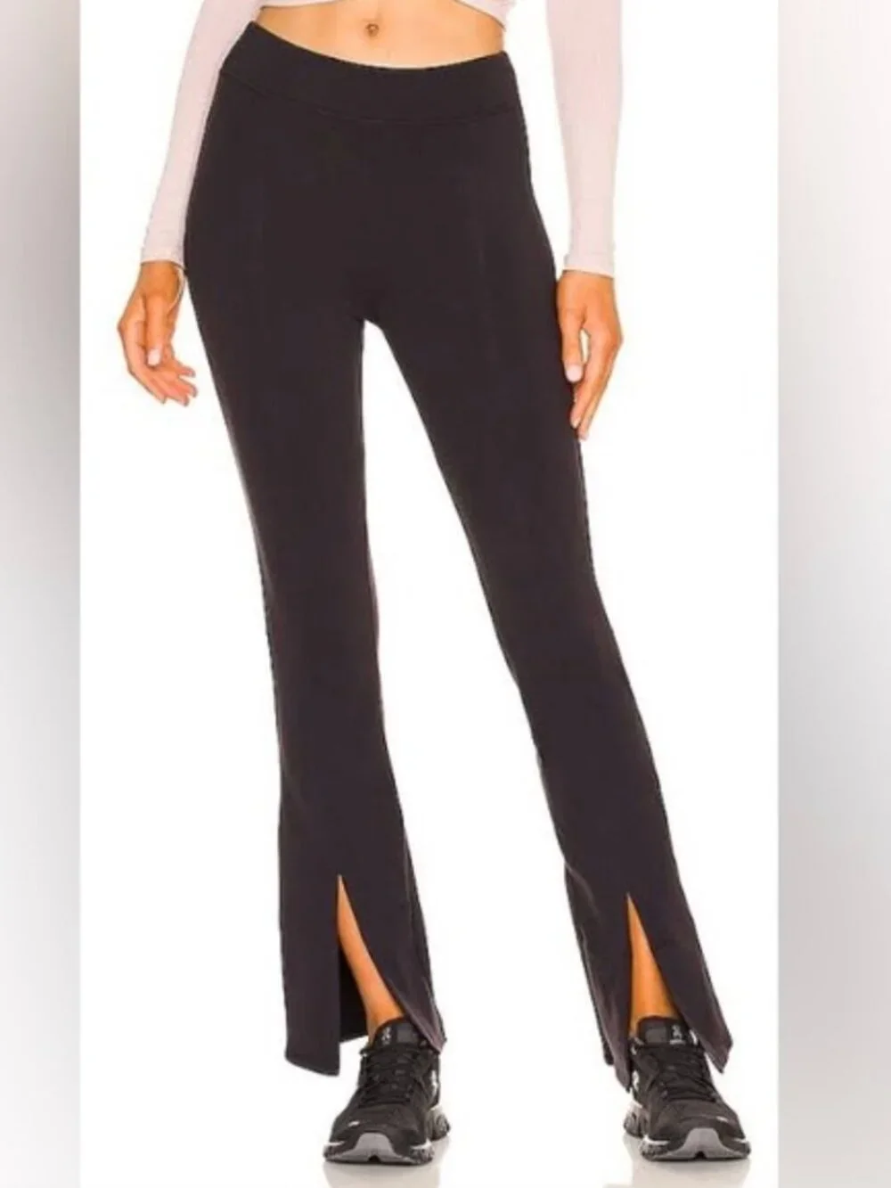 ALO Yoga Airbrush High-waist Flutter Legging Black Split Hem Size‎ XXS